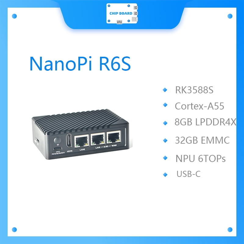 Nanopi R6S  , RK3588S  2.5G ⰡƮ Ʈũ Ʈ, 8G32GB  , 8K60P